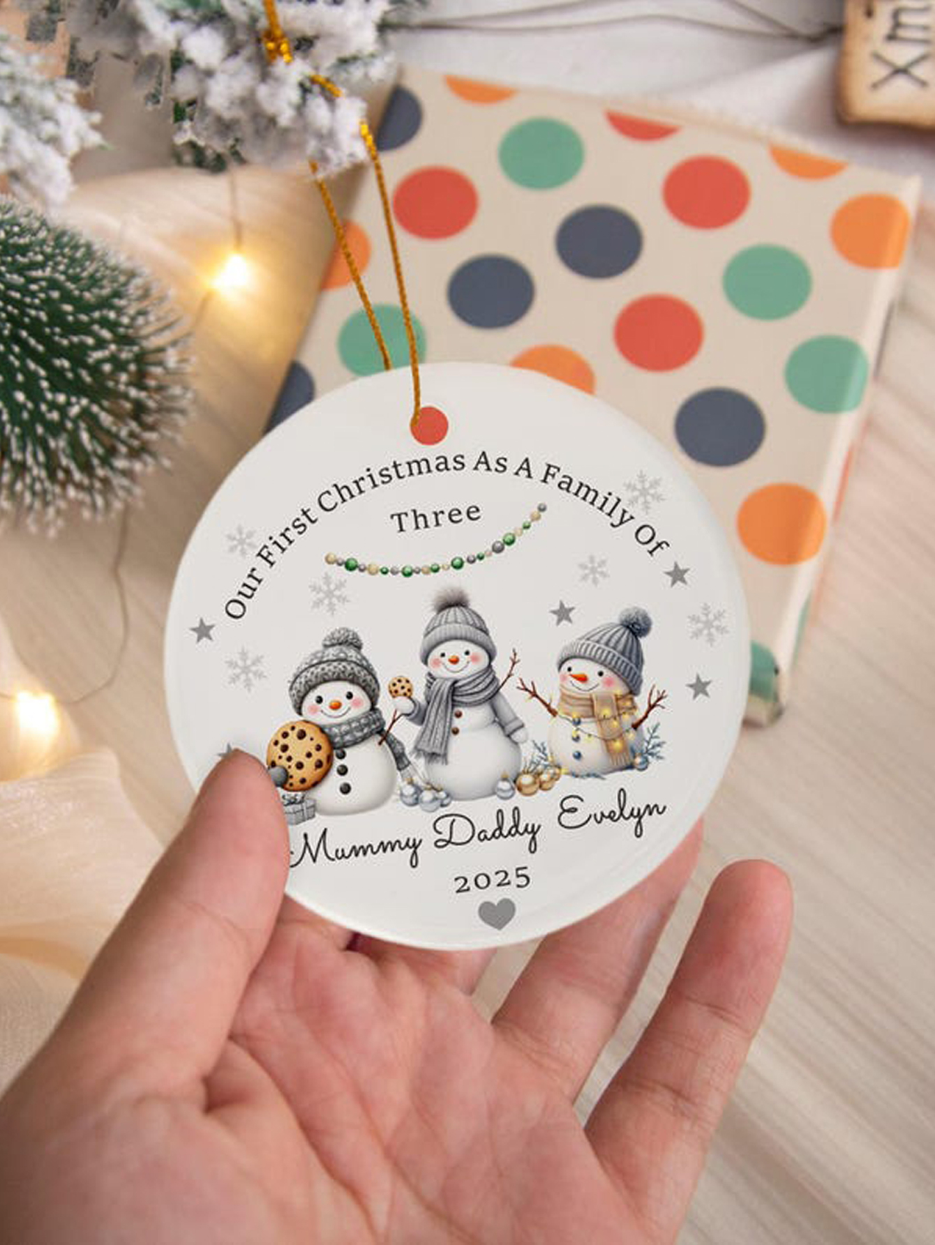 Personalized Snowman Family Christmas Ornament